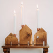 Incarca imaginea in Galerie, Suport lumanare, casuta lemn, set 3 buc.
