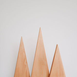 Decoratiune brad din lemn, set 3 braduti cupru