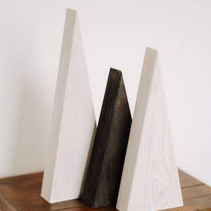 Decoratiune brad din lemn, set 3 braduti