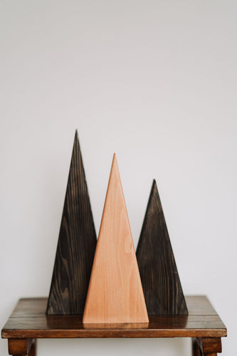 Decoratiune brad din lemn, set 3 braduti