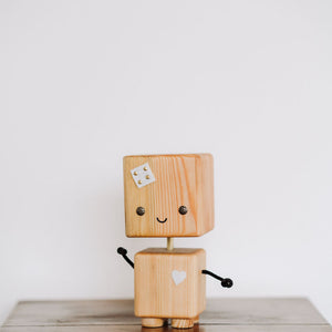 Jucarie Robot din Lemn, Alb